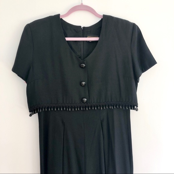 🎵 VINTAGE 80s Black Beaded Jumpsuit - Picture 2 of 5